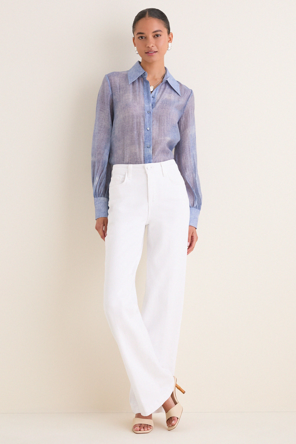 Pale Harbor Blue Jayleen Button Down Blouse