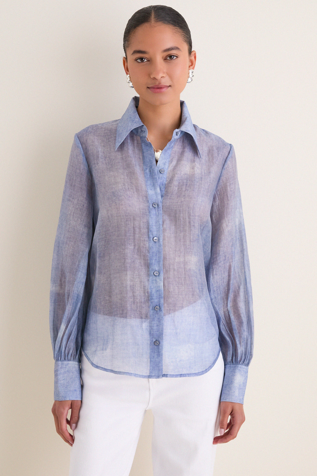 Pale Harbor Blue Jayleen Button Down Blouse
