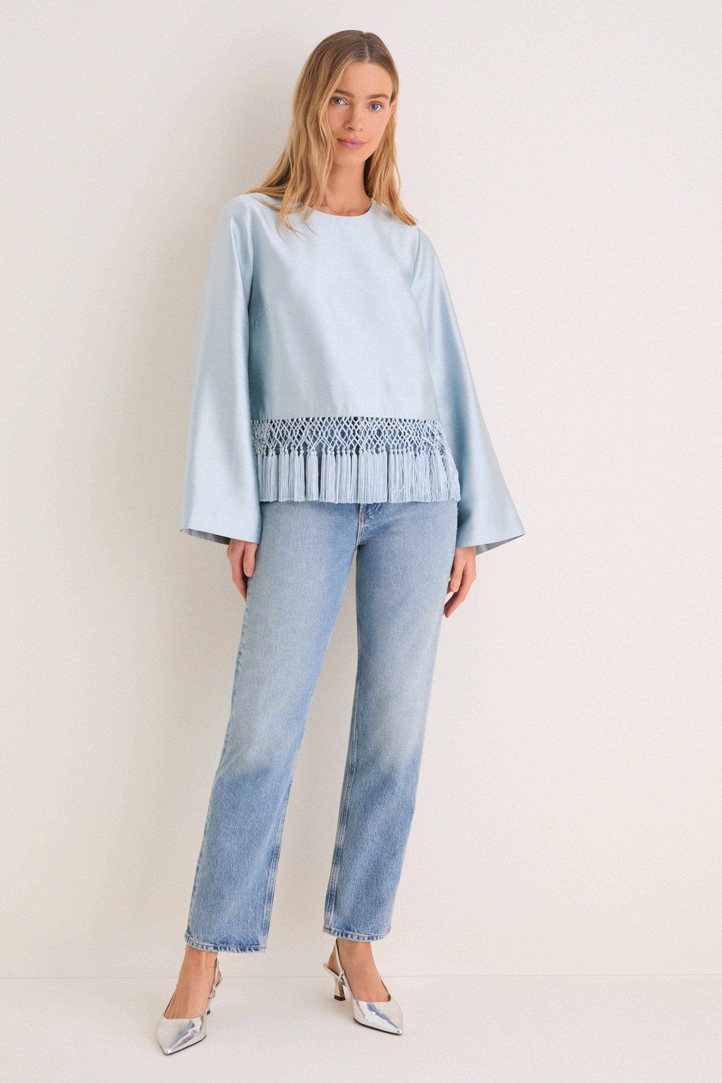 Pewter Blue Maxine Tassel Top