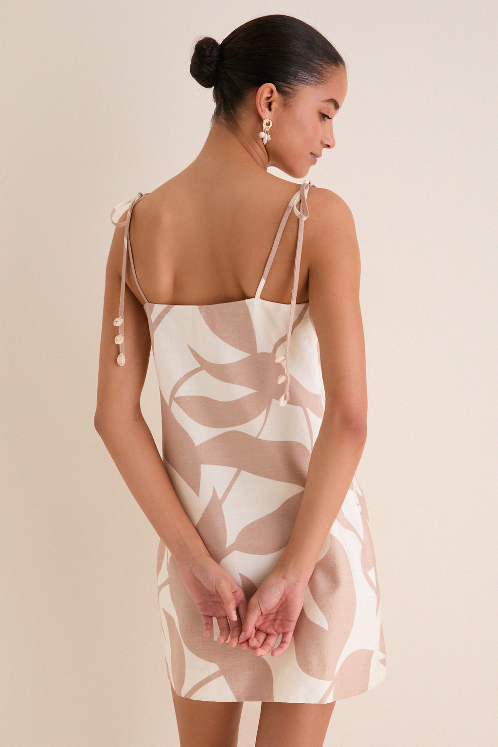 Tan Abstract Floral Martha Mini Dress