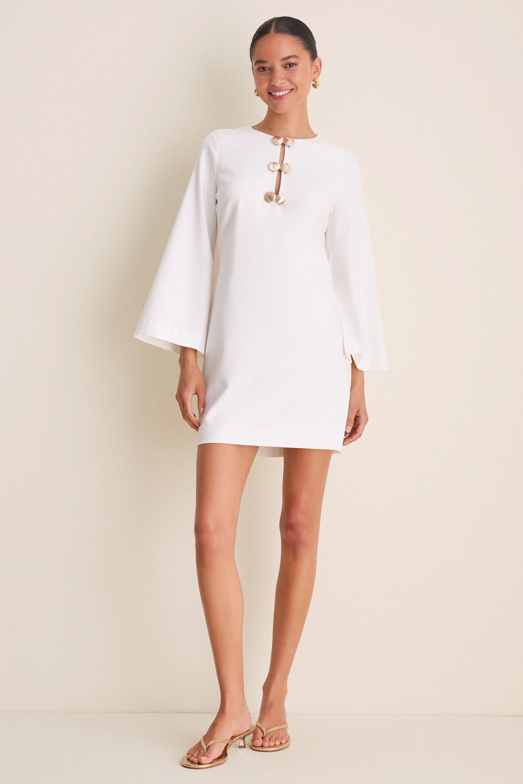 Ivory Linen Shell Hardware Etta Mini Caftan