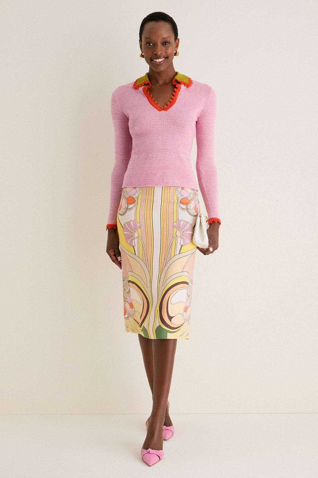 Solid Pink Picket Polo Jumper