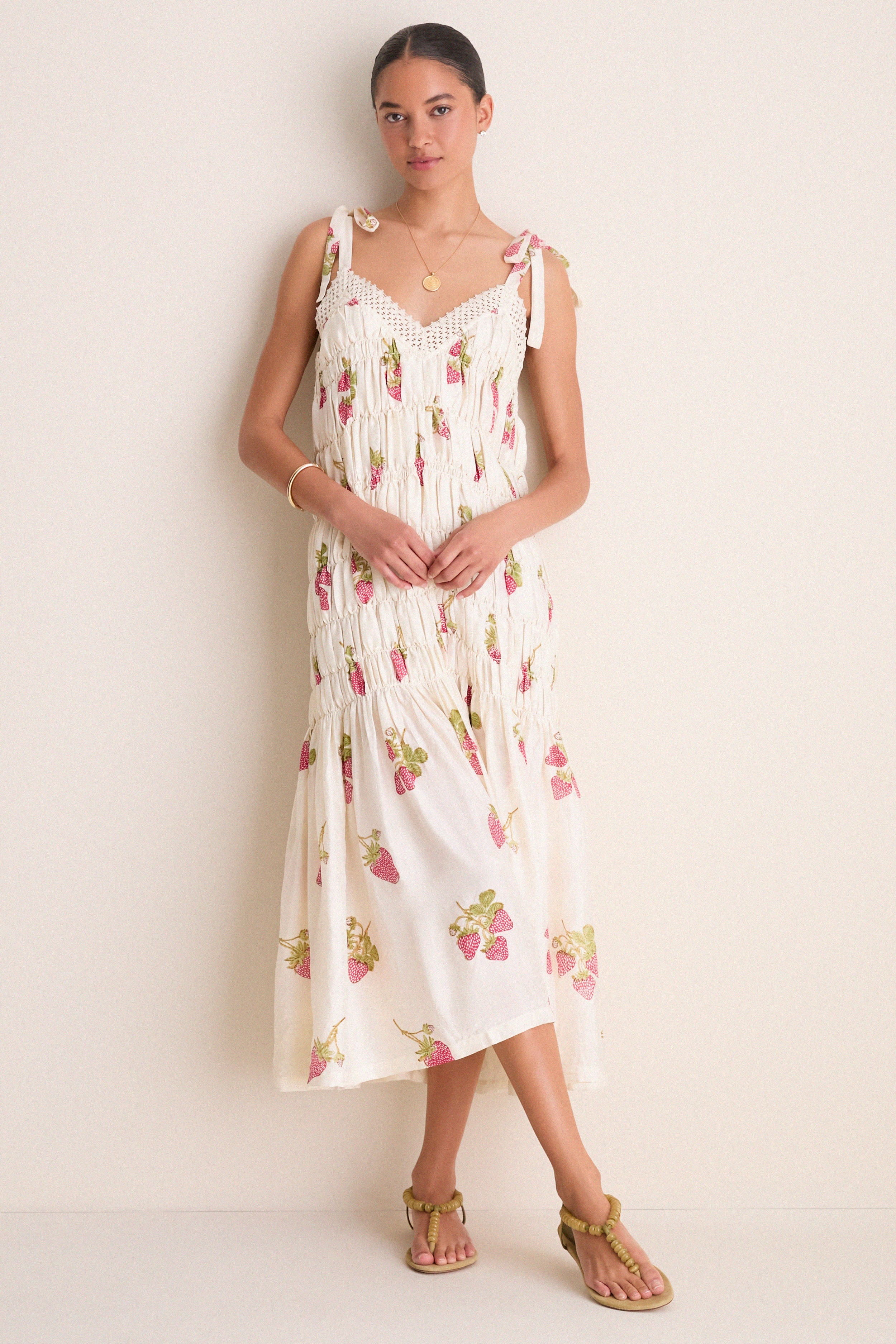 Off White Ellina Strawberry Dot Dress
