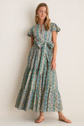 Taj Aqua V-Neck Maxi Dress