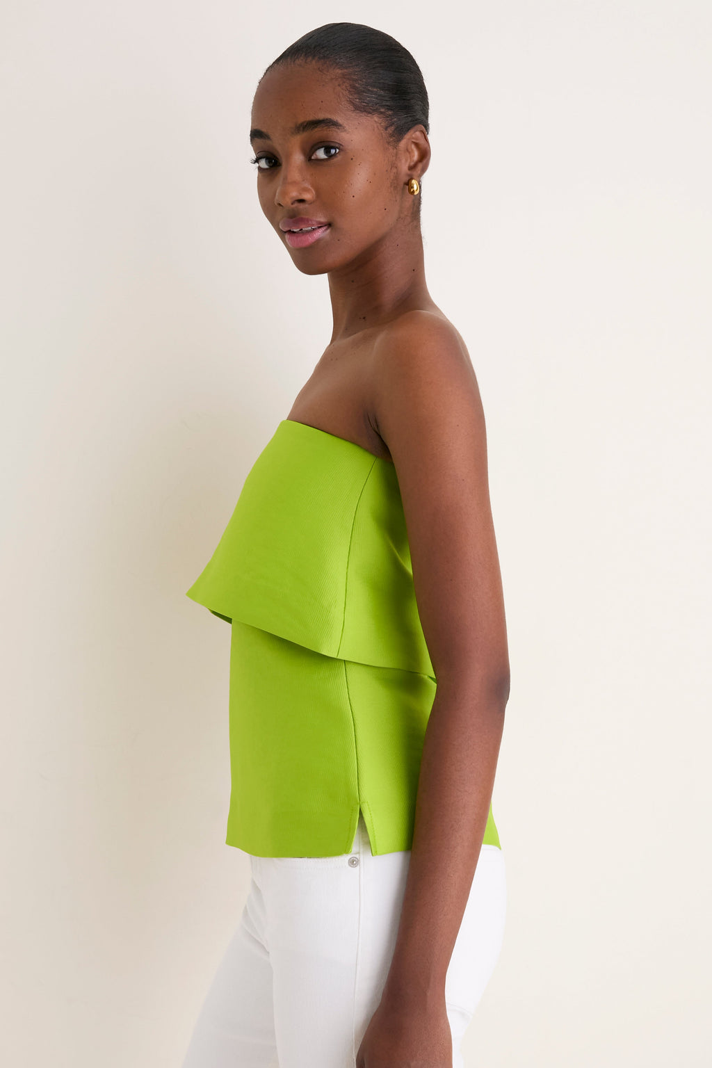Lime Felix Satin Strapless Top