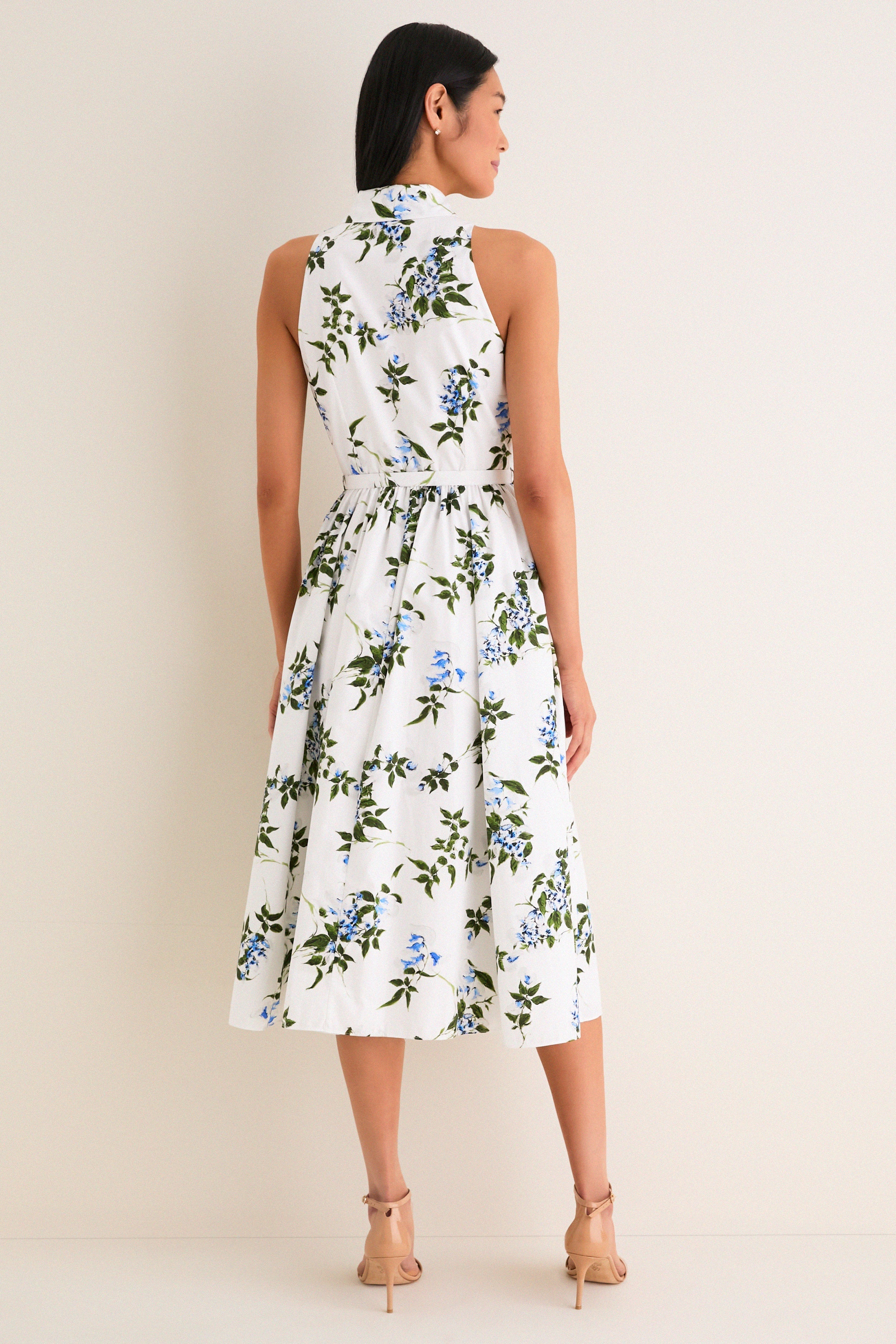 White and Lilac Lillies Norika Dress