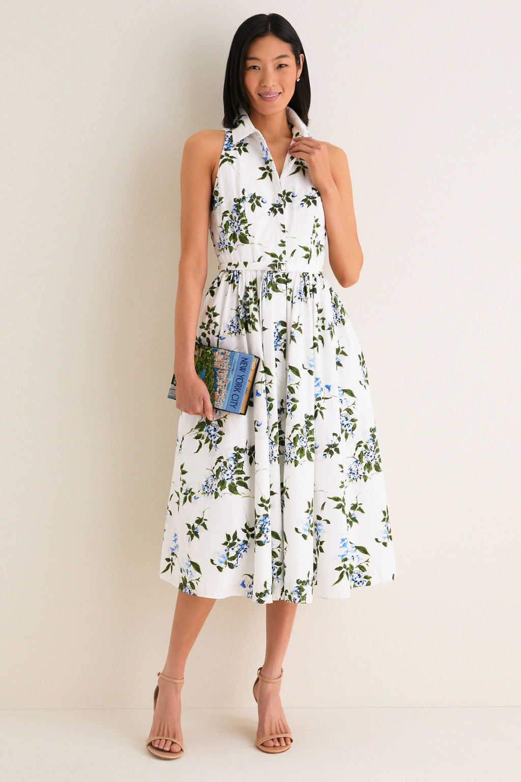 White and Lilac Lillies Norika Dress