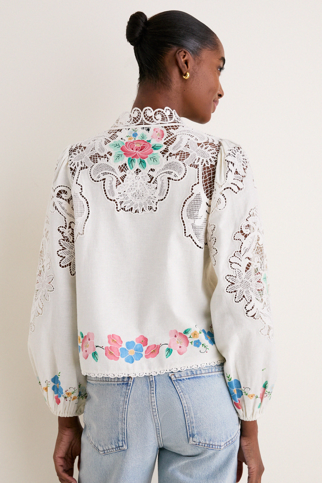 Multi Astrid Embroidery Long Sleeve Blouse