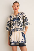 Exclusive Cream Blaise Print Top