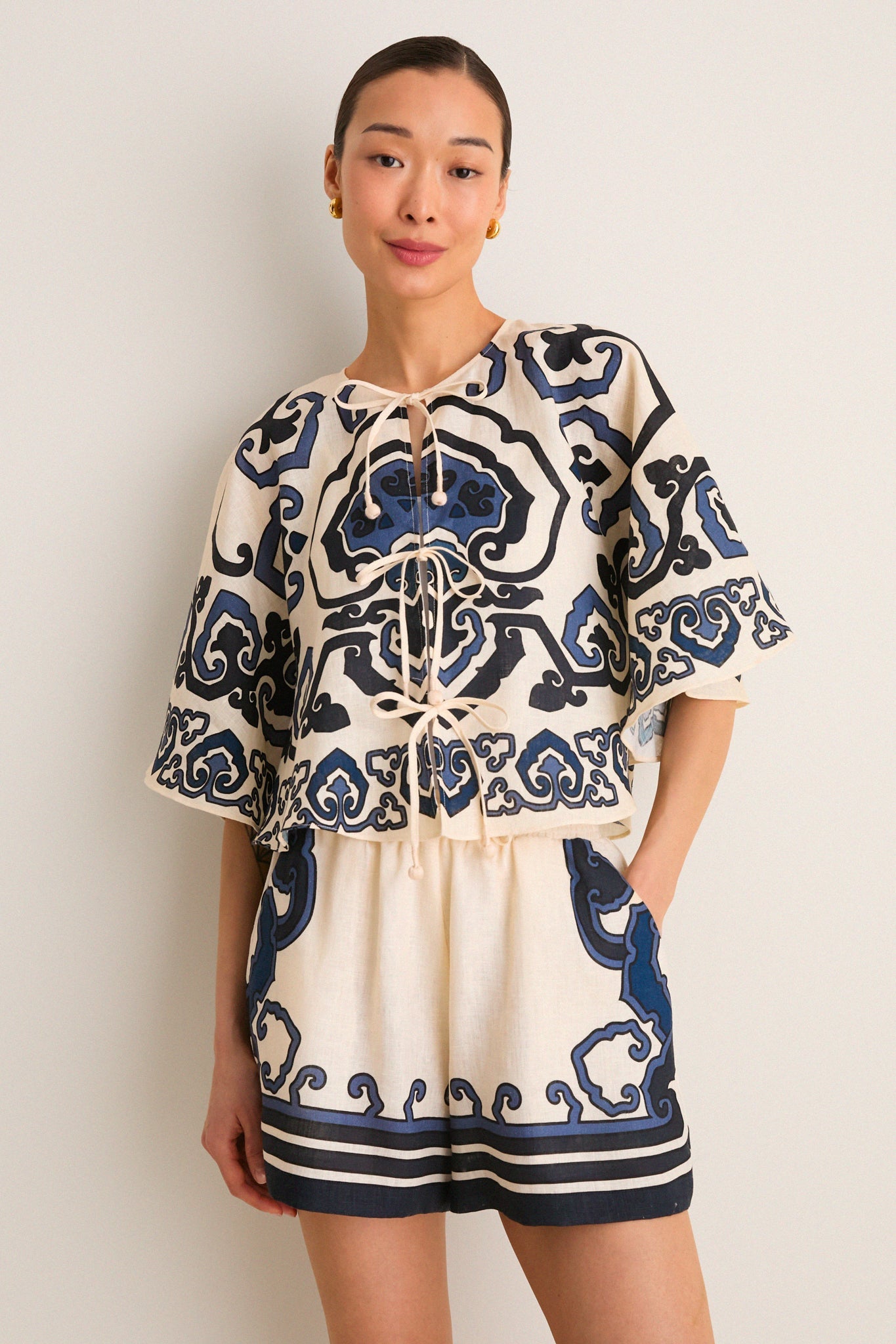 Exclusive Cream Blaise Print Top