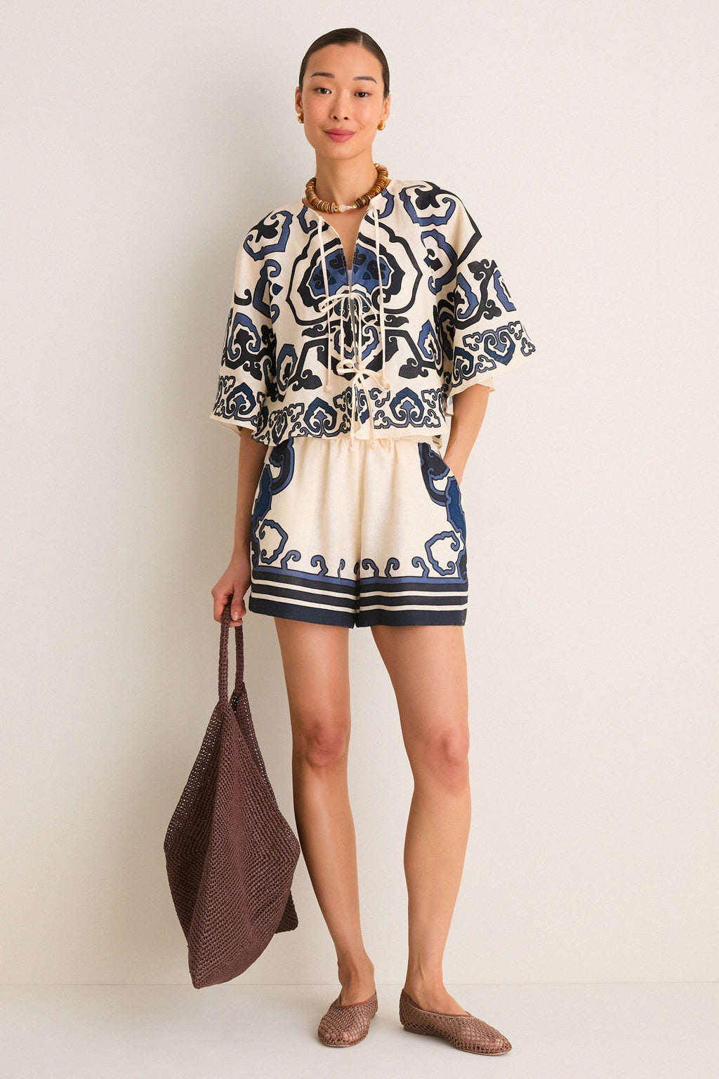 Exclusive Cream Blaise Print Shorts