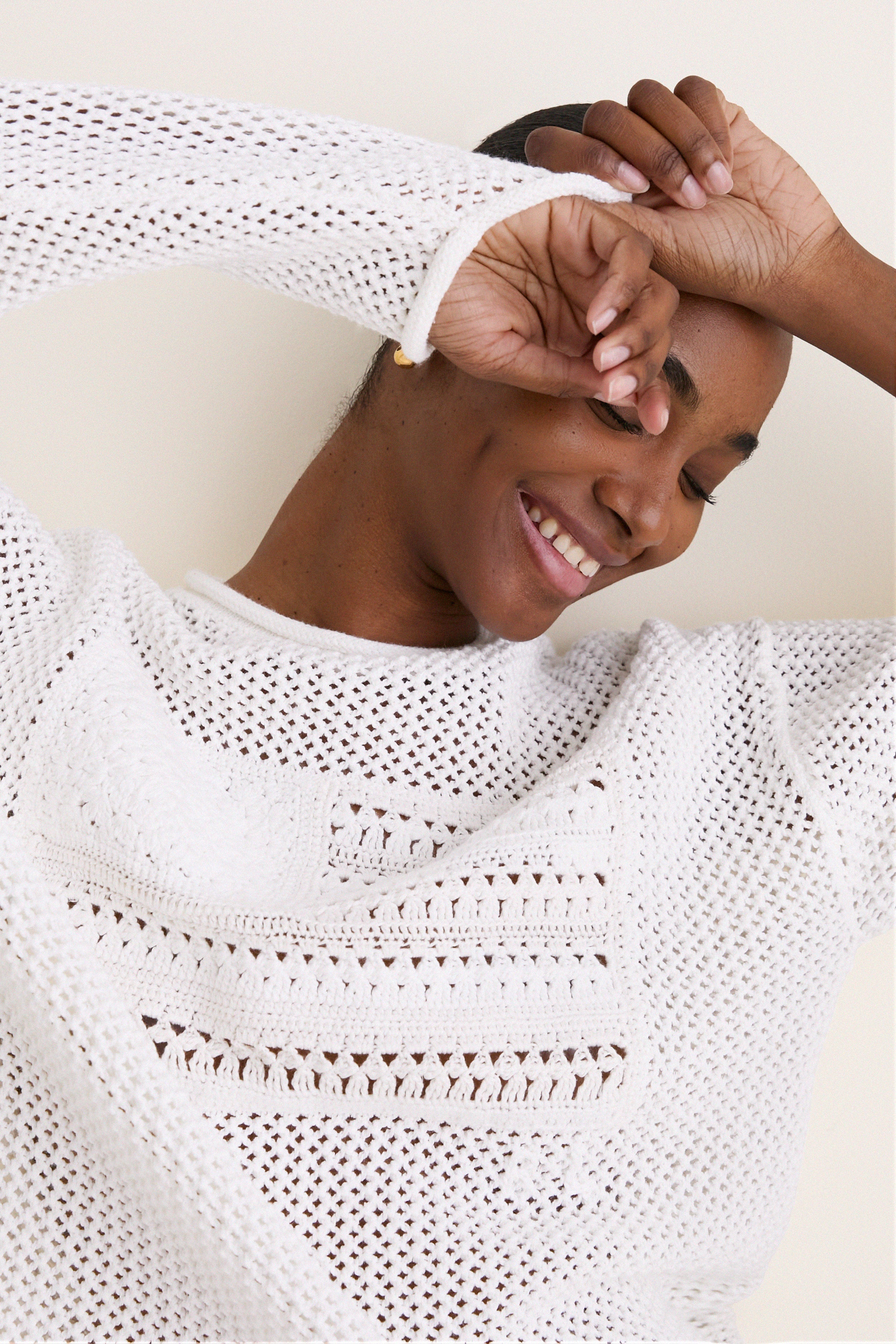 White Multi American Flag Crew Neck Sweater