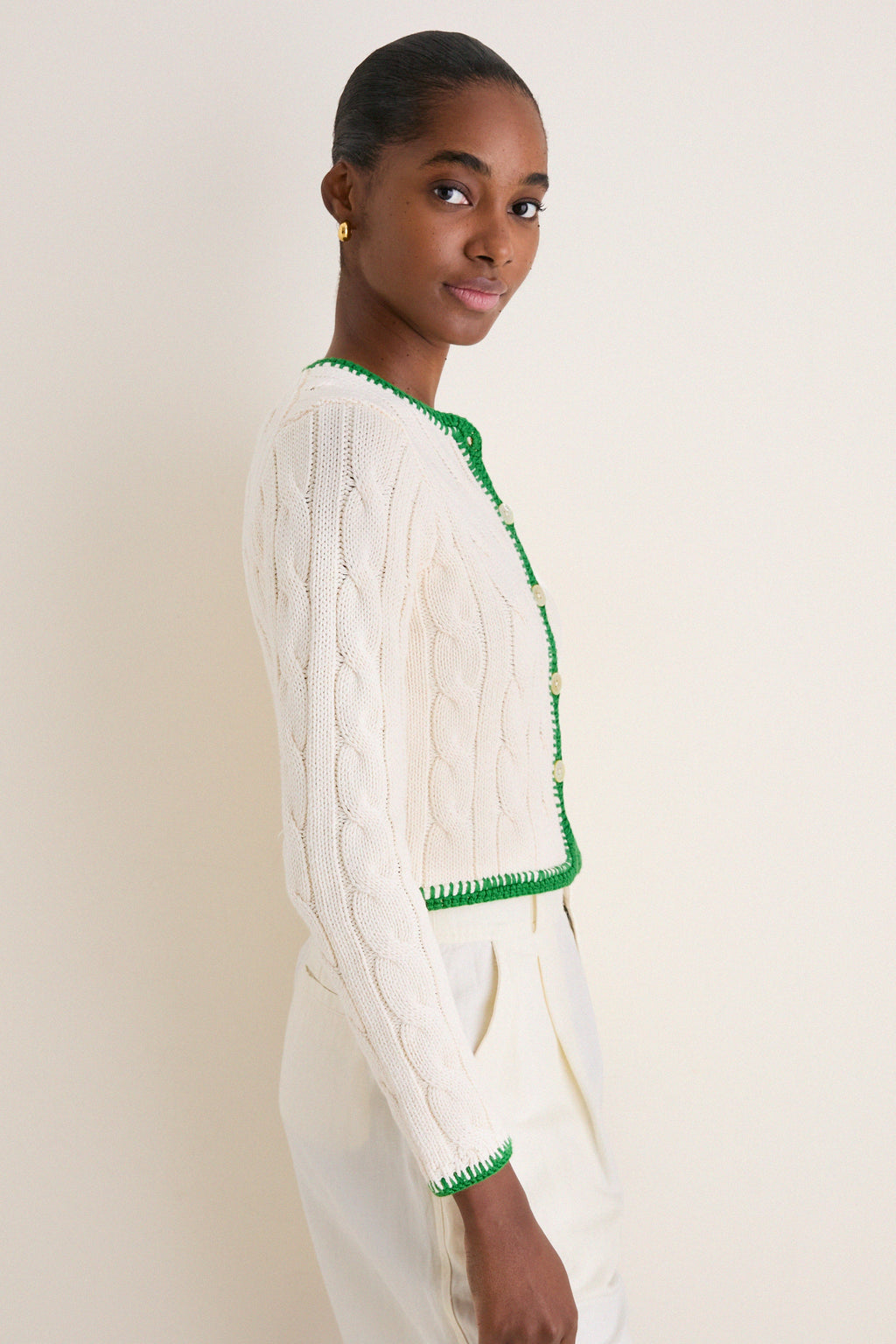 Cricket Cream Crew Neck Cardigan