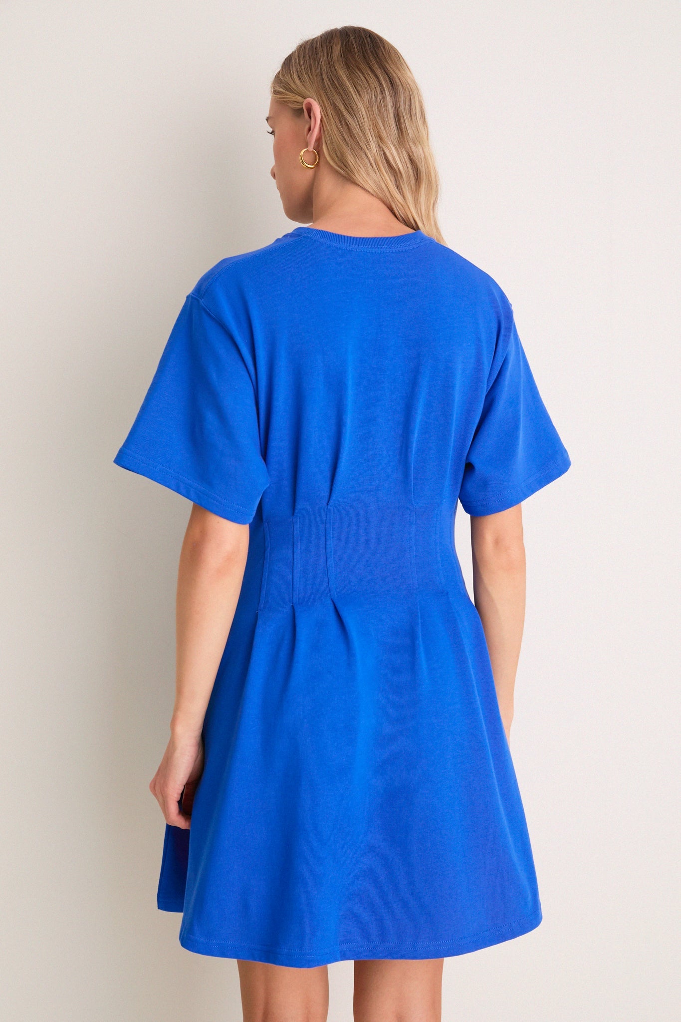 Gala Blue Knit Crew Neck Short Sleeve Dress