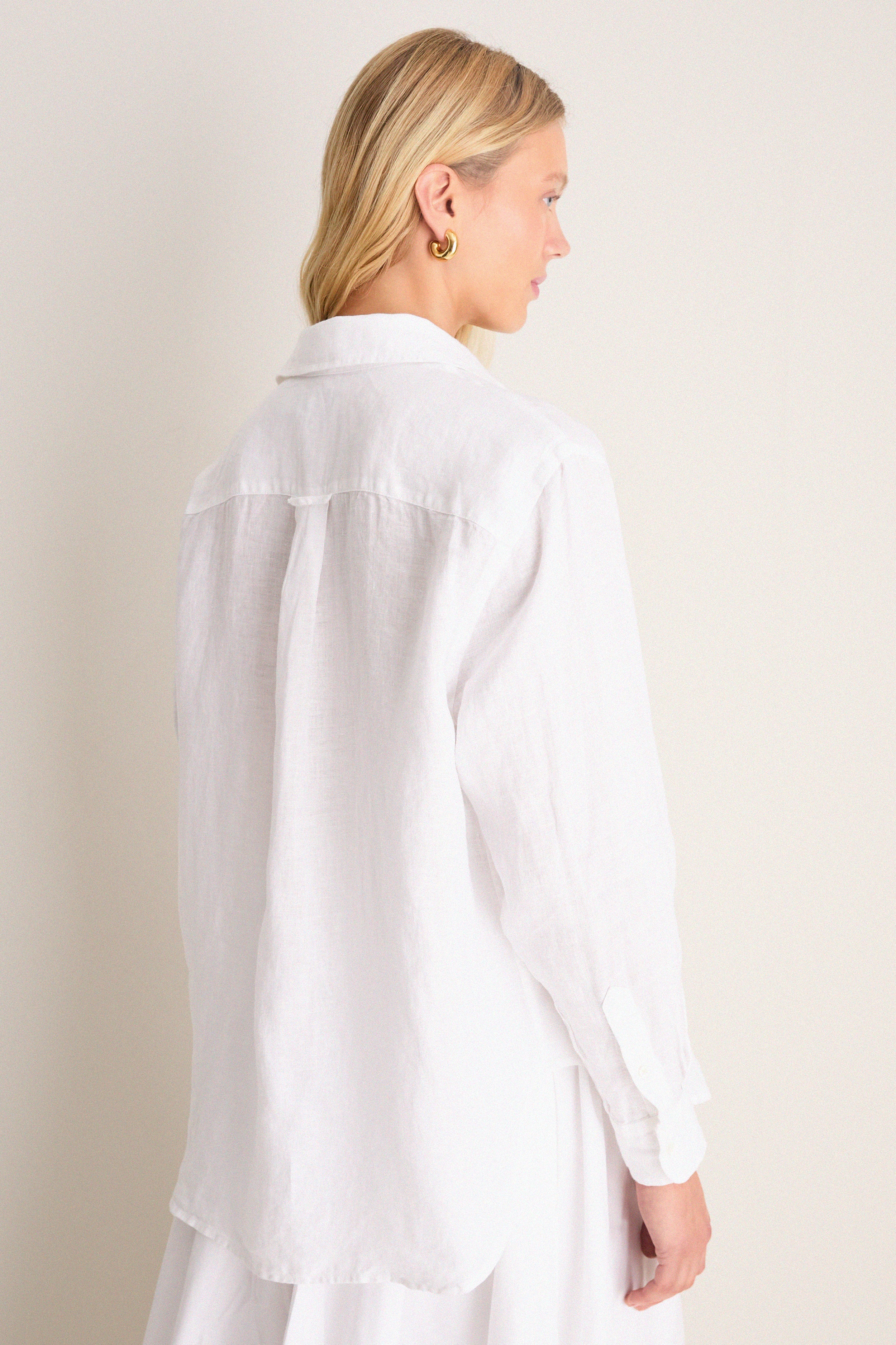 Classic Oxford White Linen Button Down