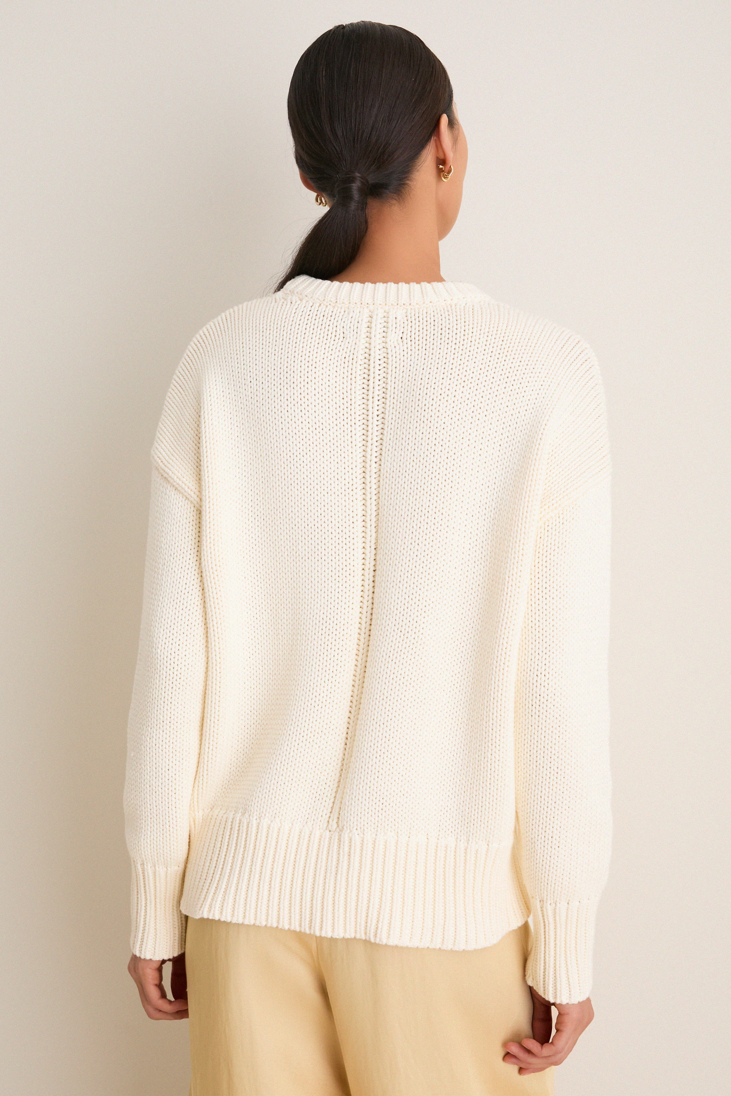 Ivory Cotton Cliff Crewneck