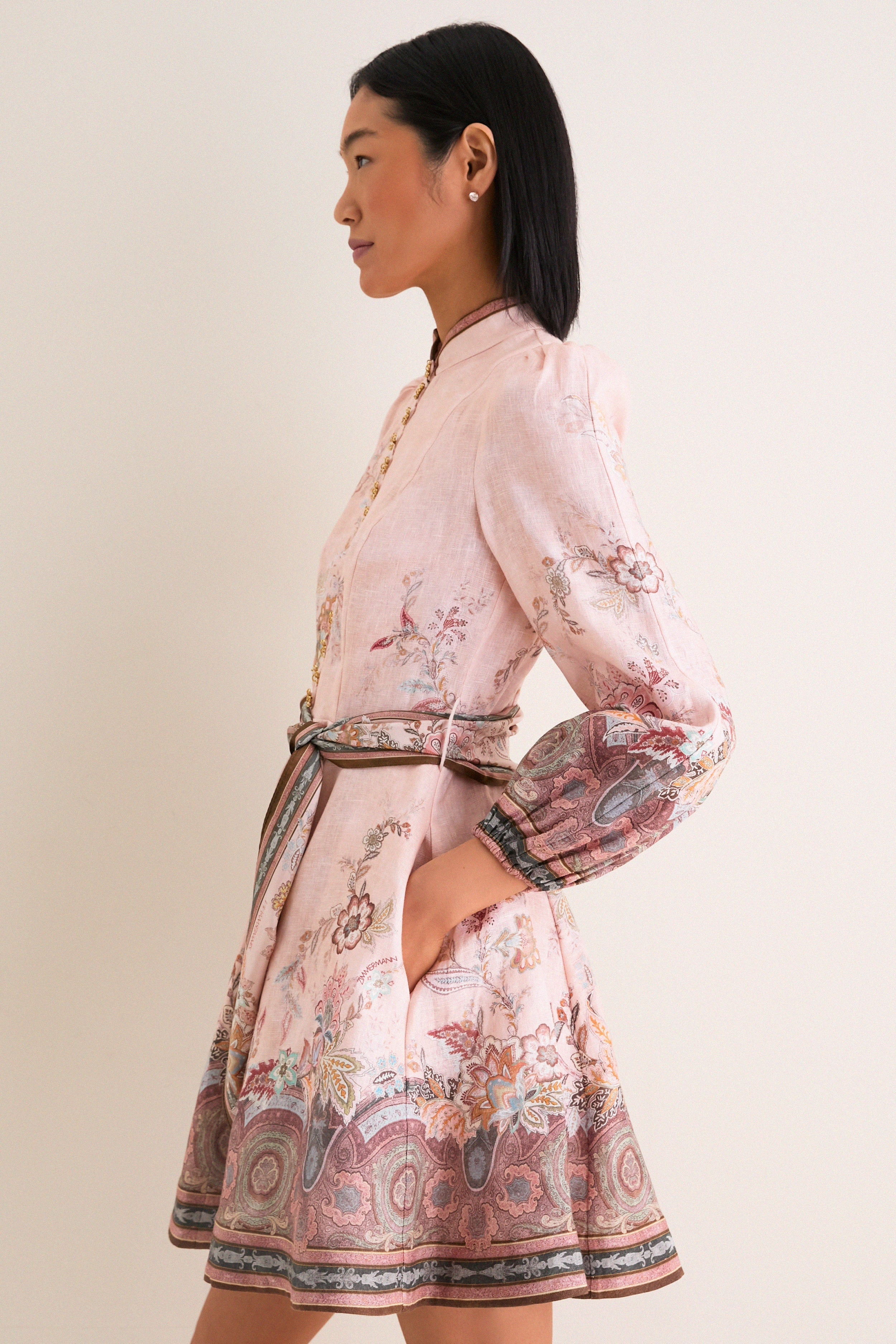 Pink Paisley Alchemy Button Mini Dress