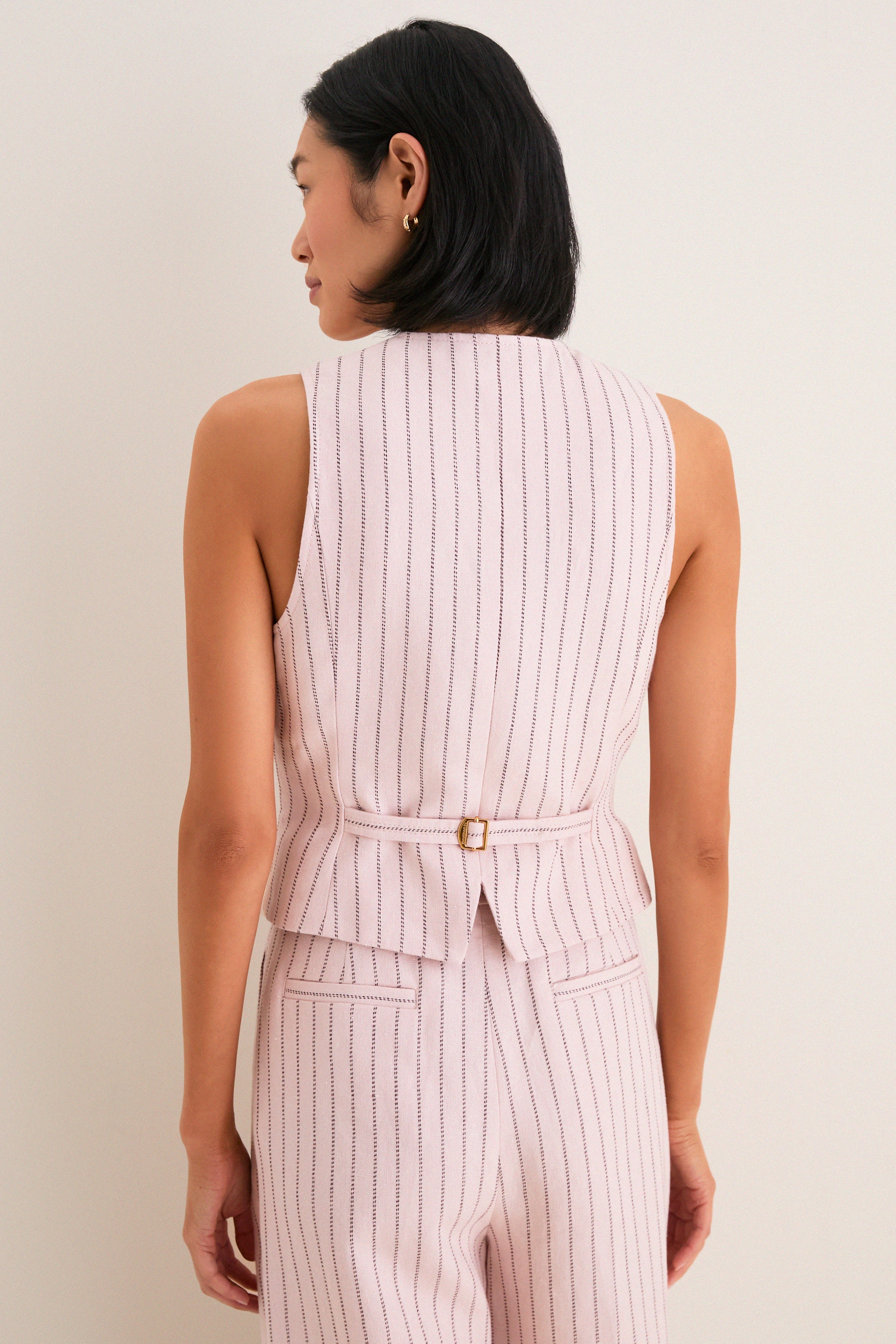 Pink Chocolate Stripe Alchemy Linen Waistcoat