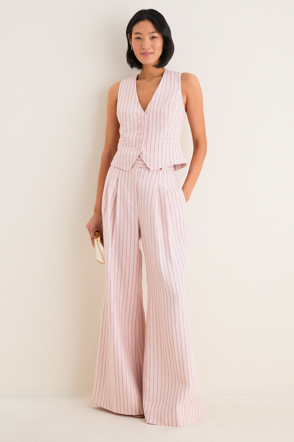 Pink Chocolate Stripe Alchemy Linen Waistcoat