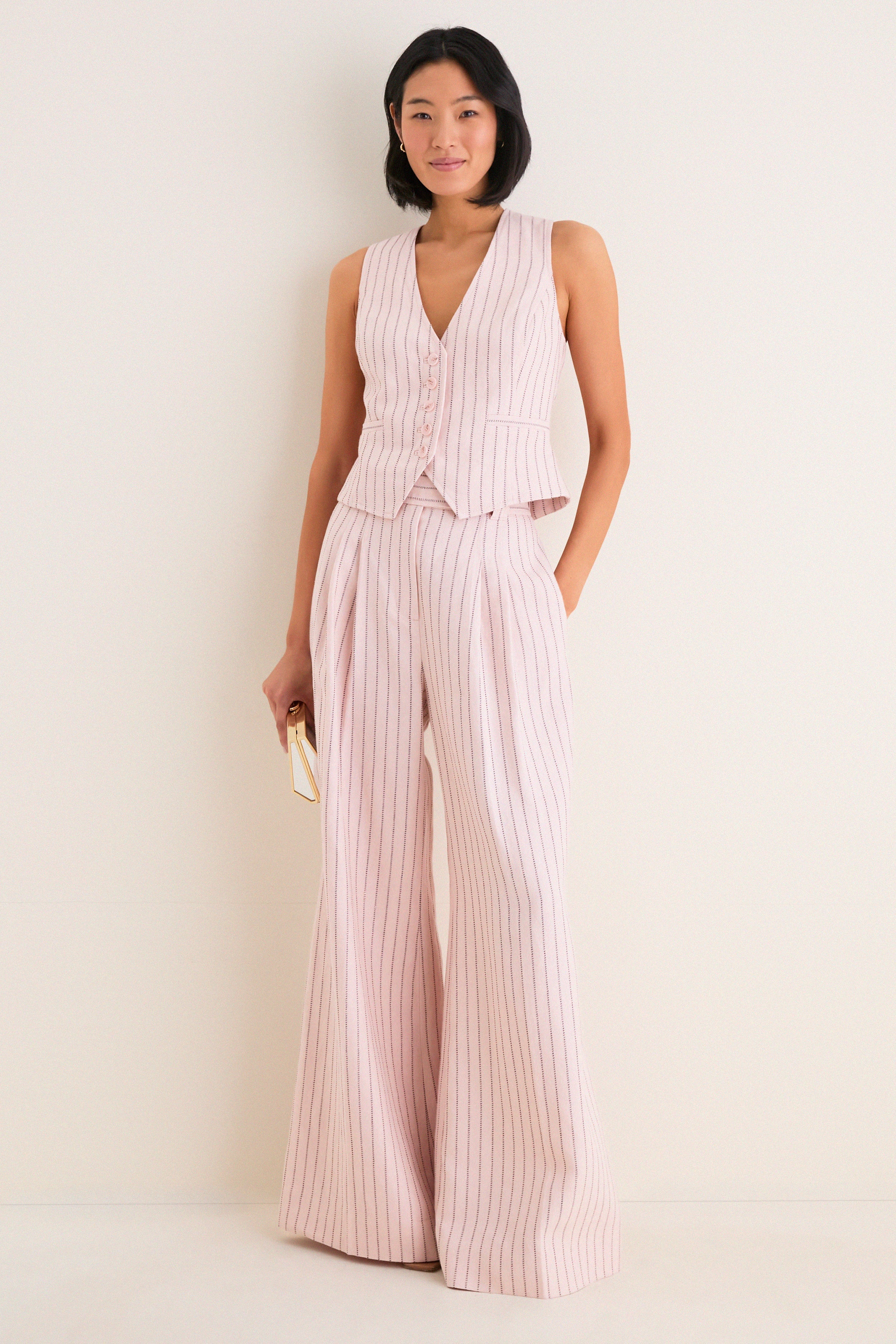 Pink Chocolate Stripe Alchemy Linen Waistcoat