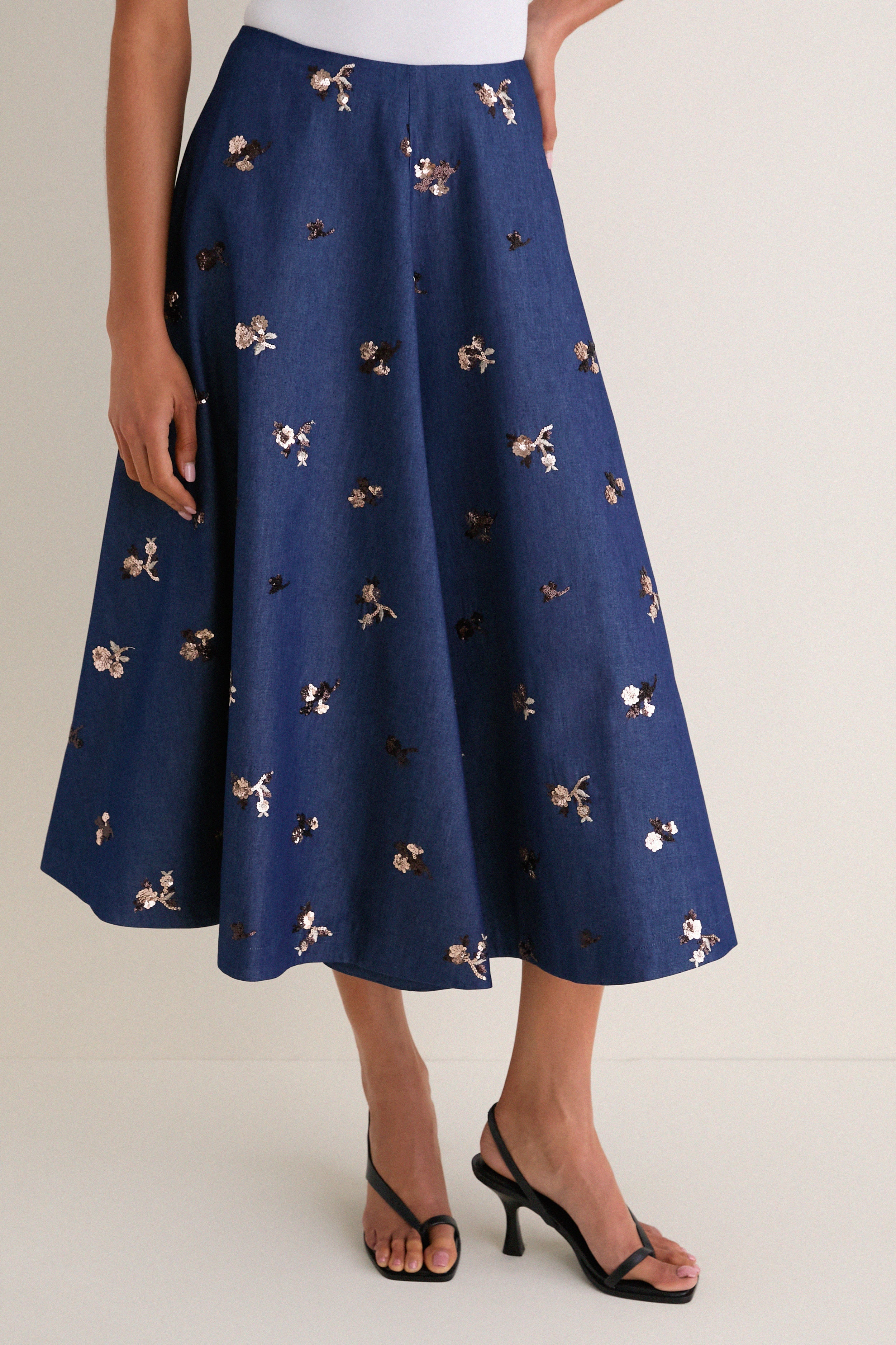 Midnight Varda Midi Skirt