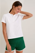 White Performance Cotton Carter Henley Tee