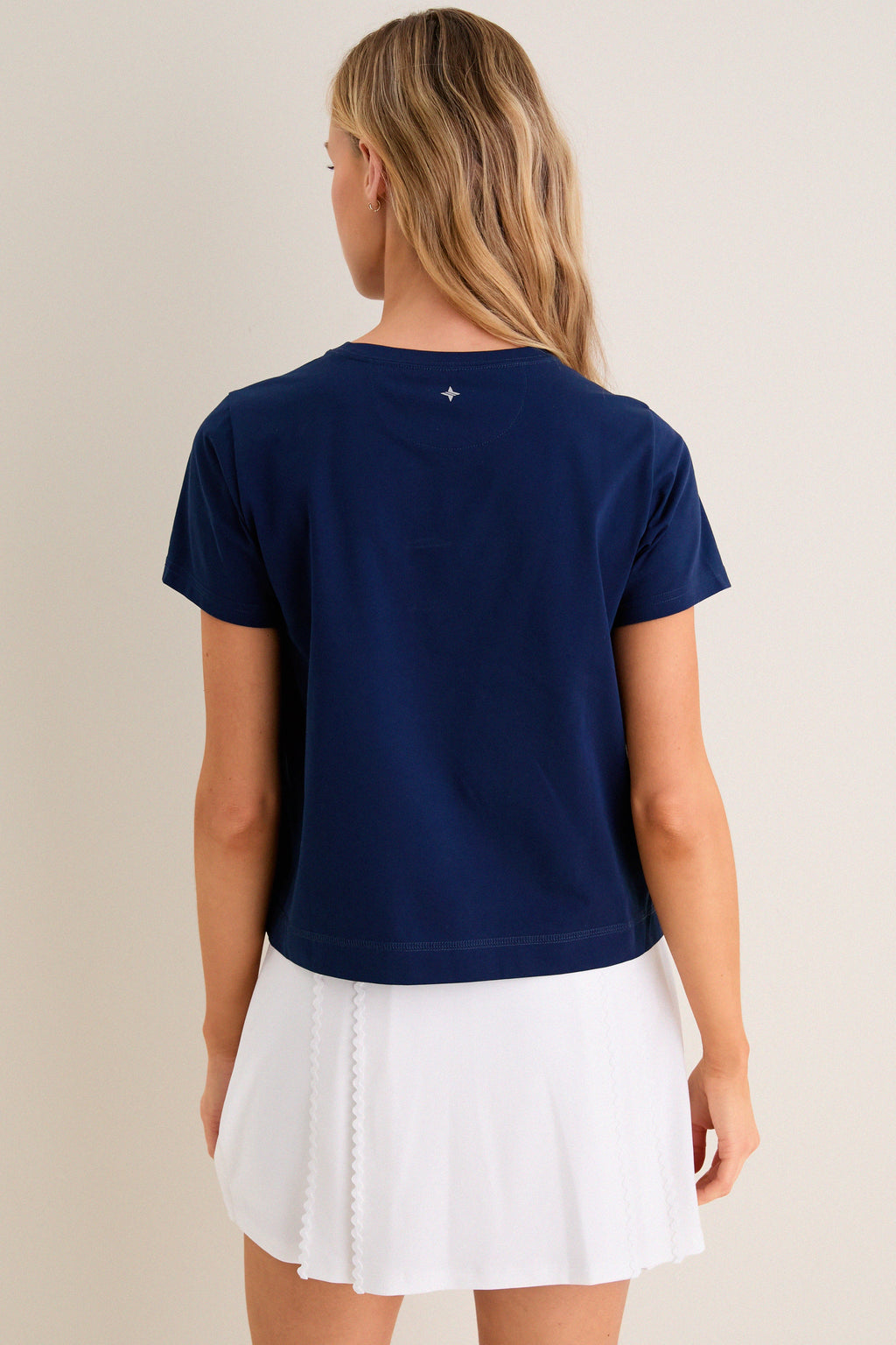 Navy Short Sleeve Performance Cotton Sasha Tee