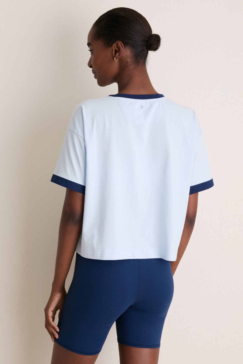 Light Blue and Navy Performance Cotton Flo Ringer Tee