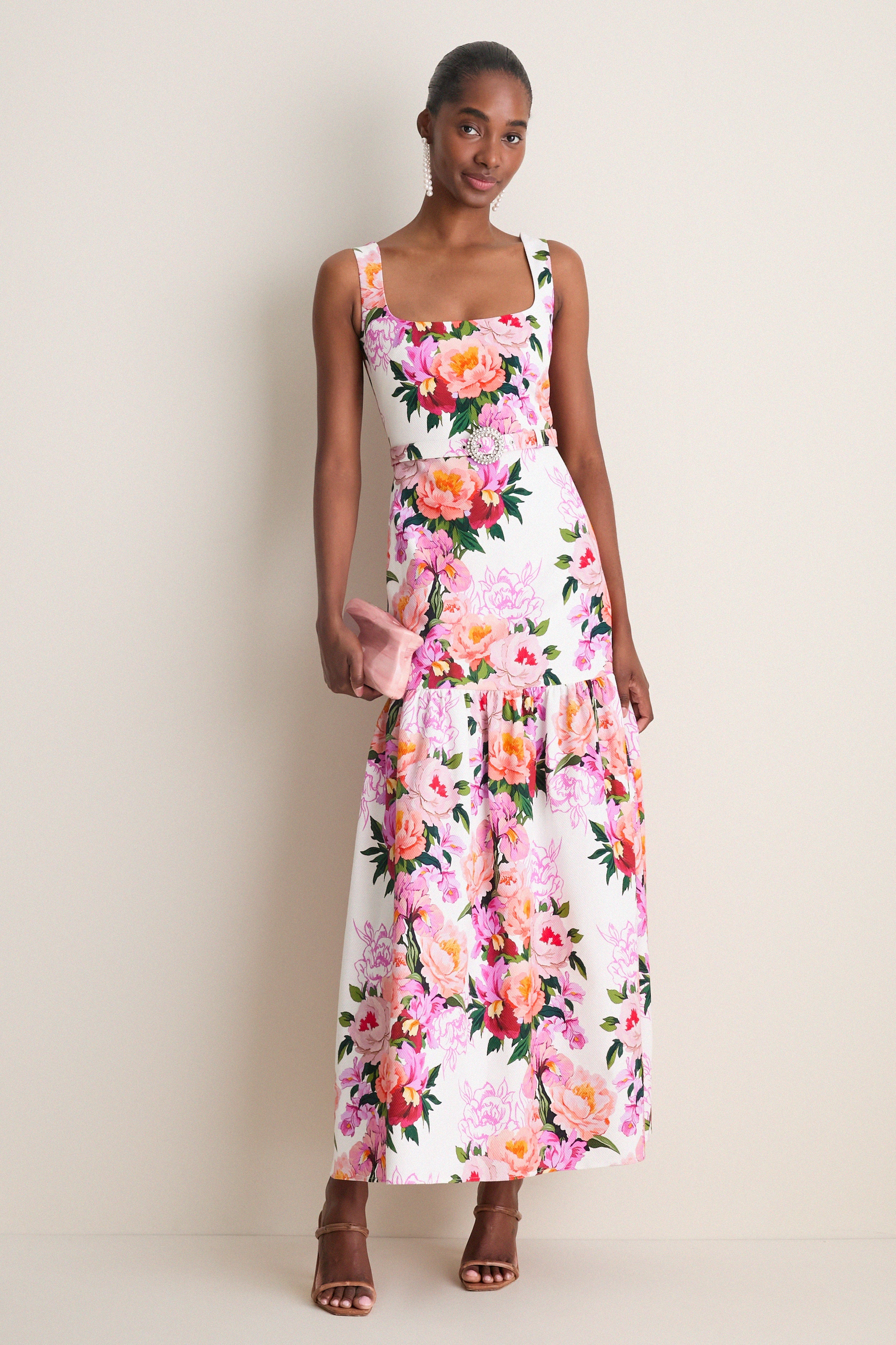 Peony Drip Pique Davie Dress