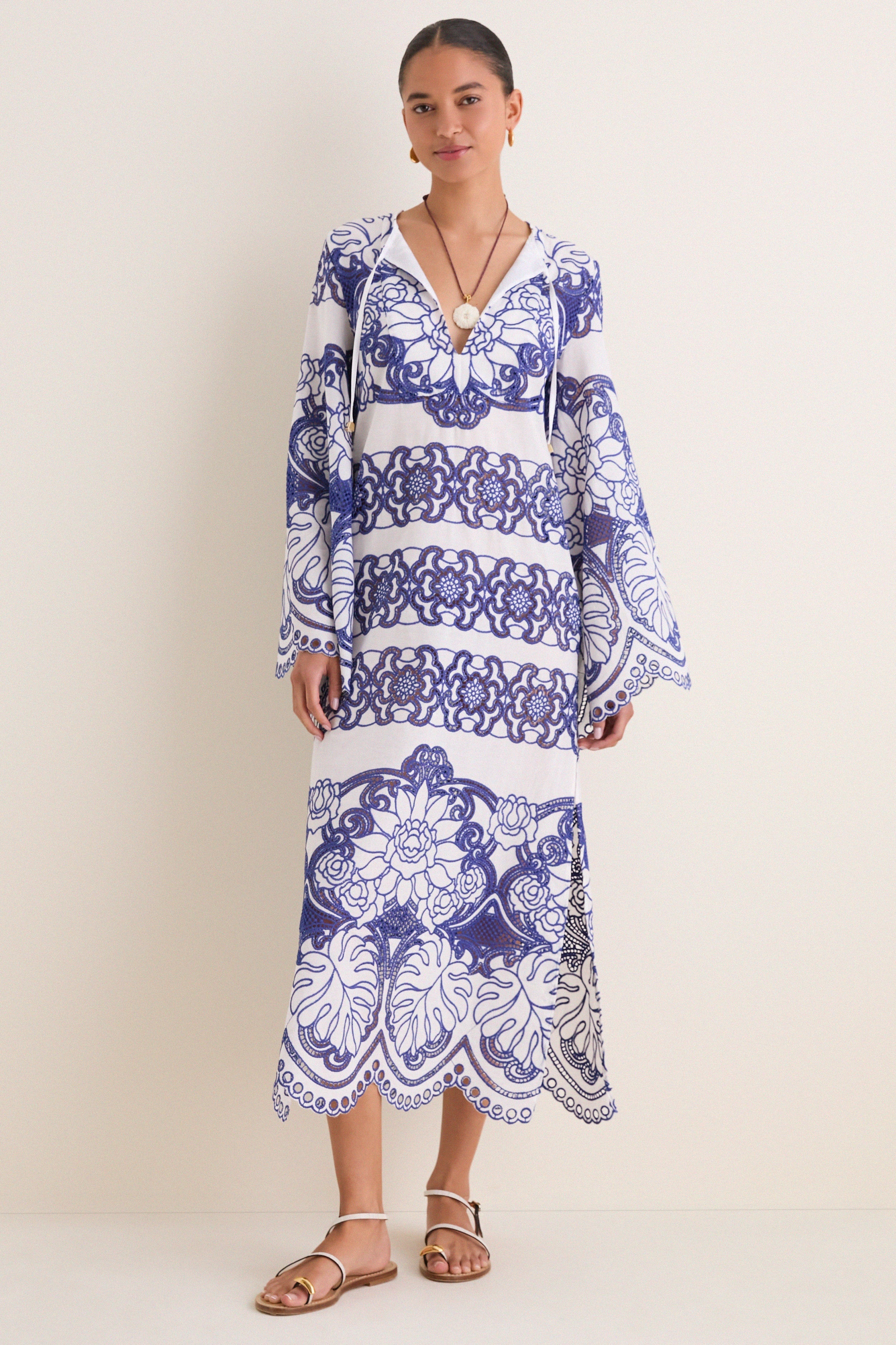 White and Blue Clea Lace Dress