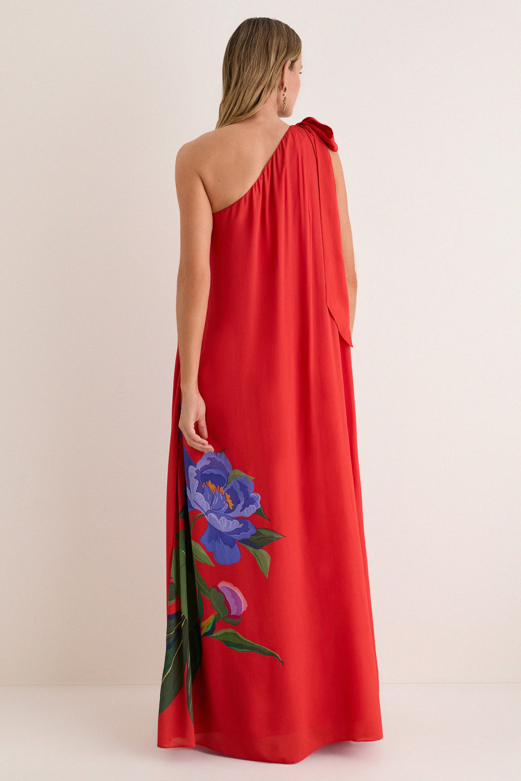 Floral Candy Red One Shoulder Lani Dress