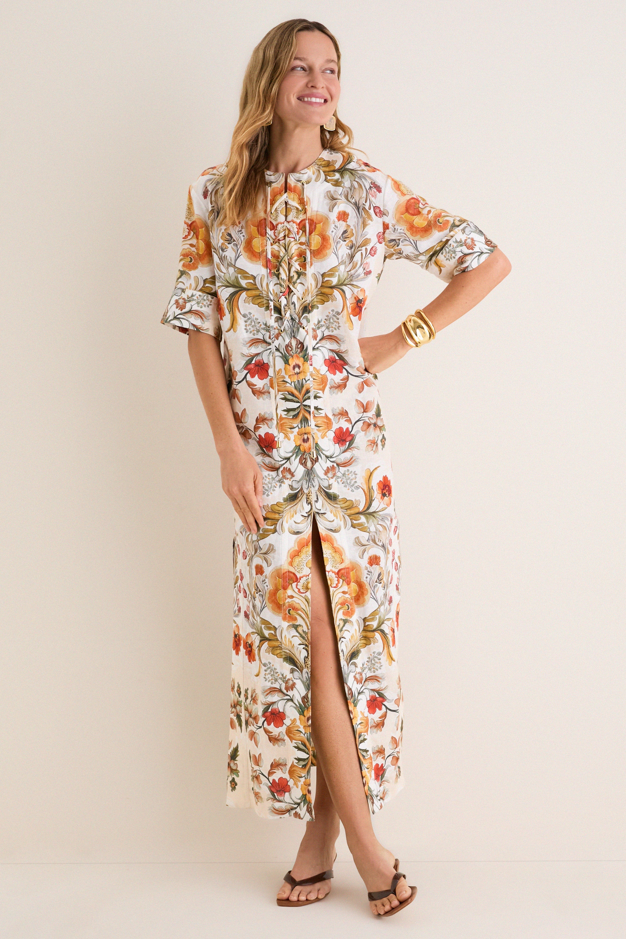 Sun Fire Garden Cream Calista Dress