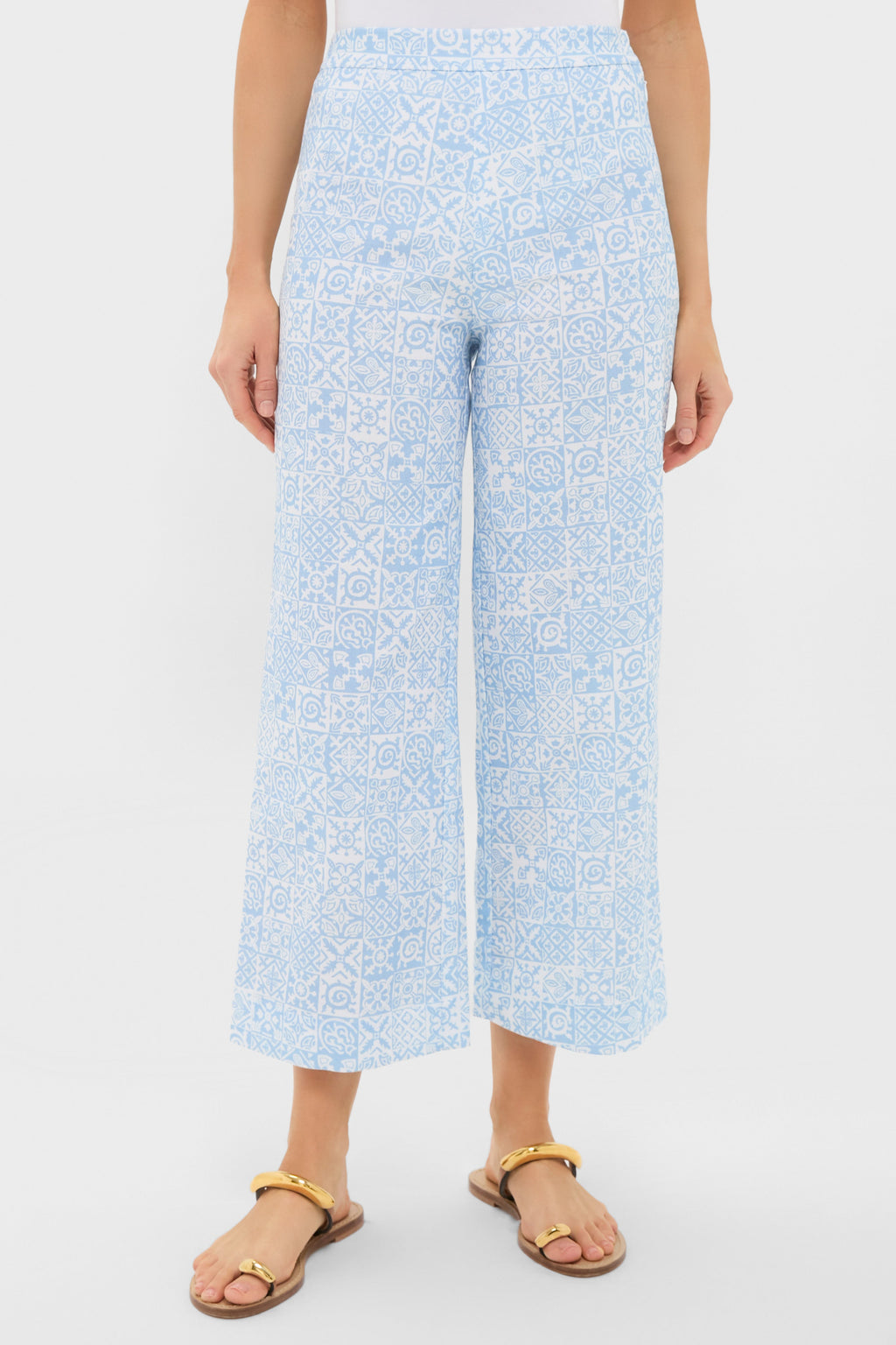 Blue Checkerboard Cropped Pant