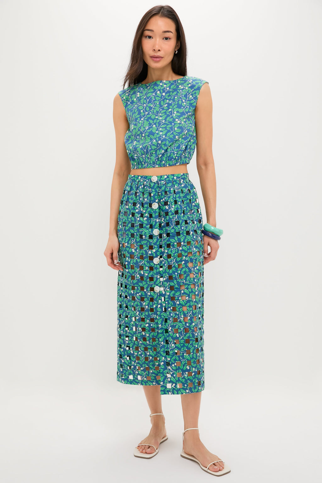 Dark Blue Limes Cinched Top