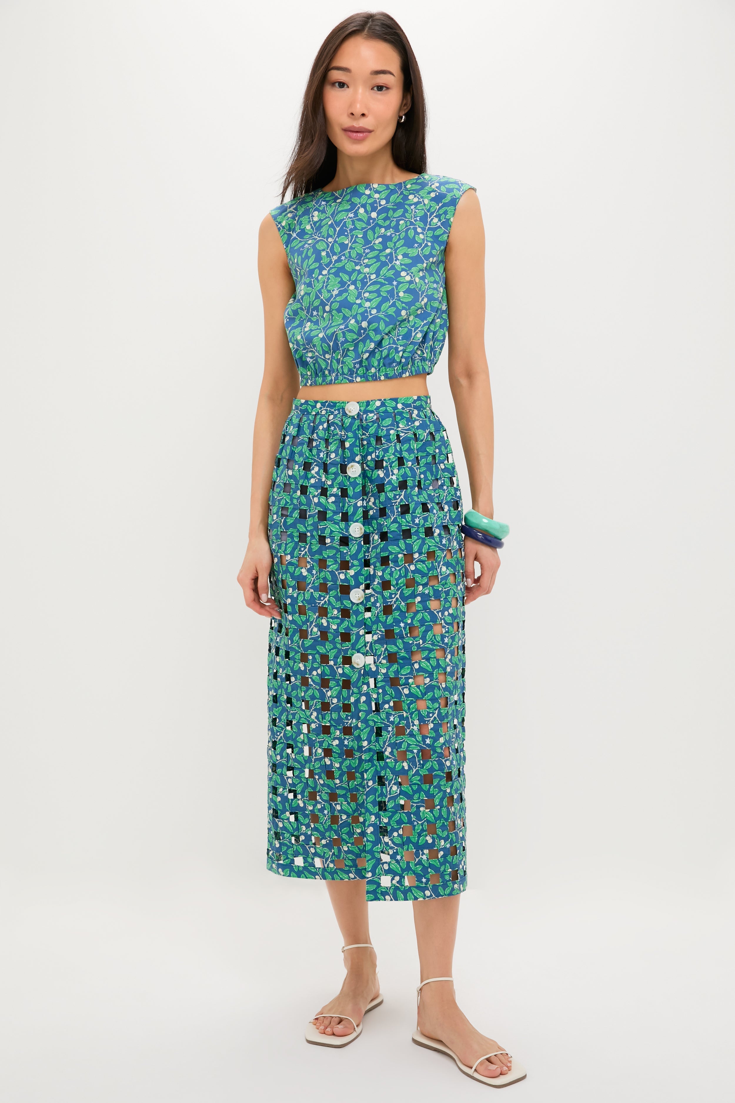 Dark Blue Limes Cinched Top