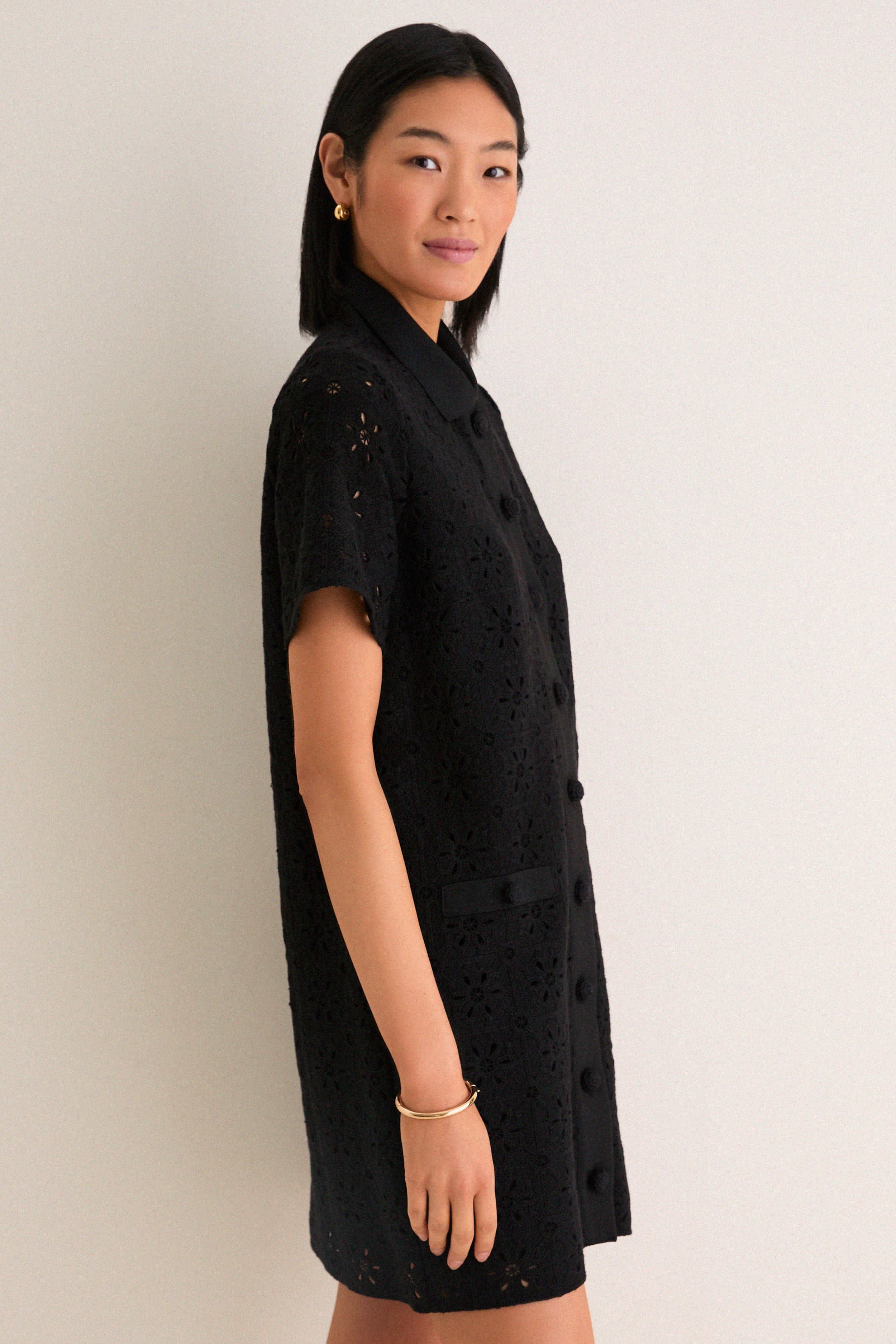 Noir Crochet Tile Jeanine Shift Dress
