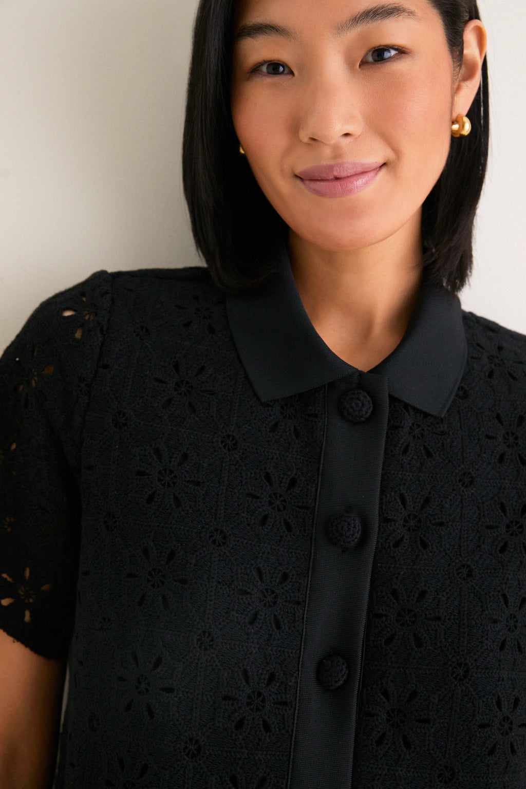 Noir Crochet Tile Jeanine Shift Dress