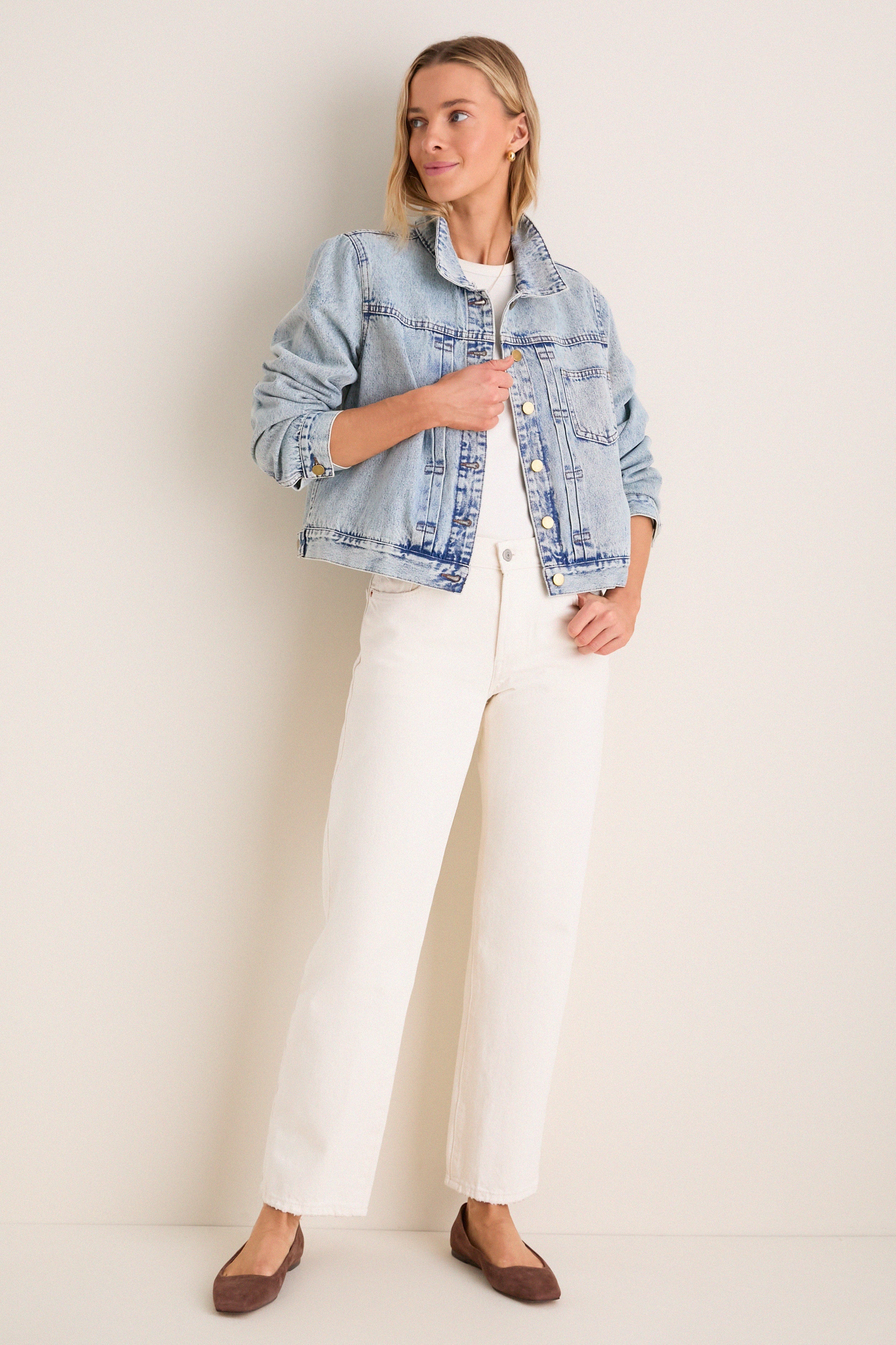 Denim Removable Fur Collar Sherwood Jacket