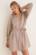 Brown Gingham Harlow Mini Dress