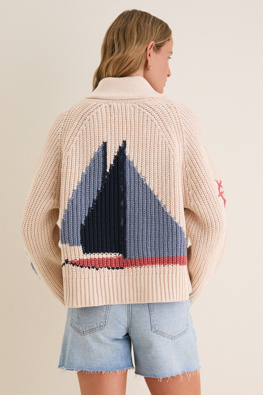 Sandstone Cotton Sailboat Charlie Cardigan
