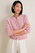 Powder Pink Cashmere Knot Button Phoebe Cardigan