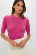 Raspberry Cashmere Short Sleeve Noemie Sweater