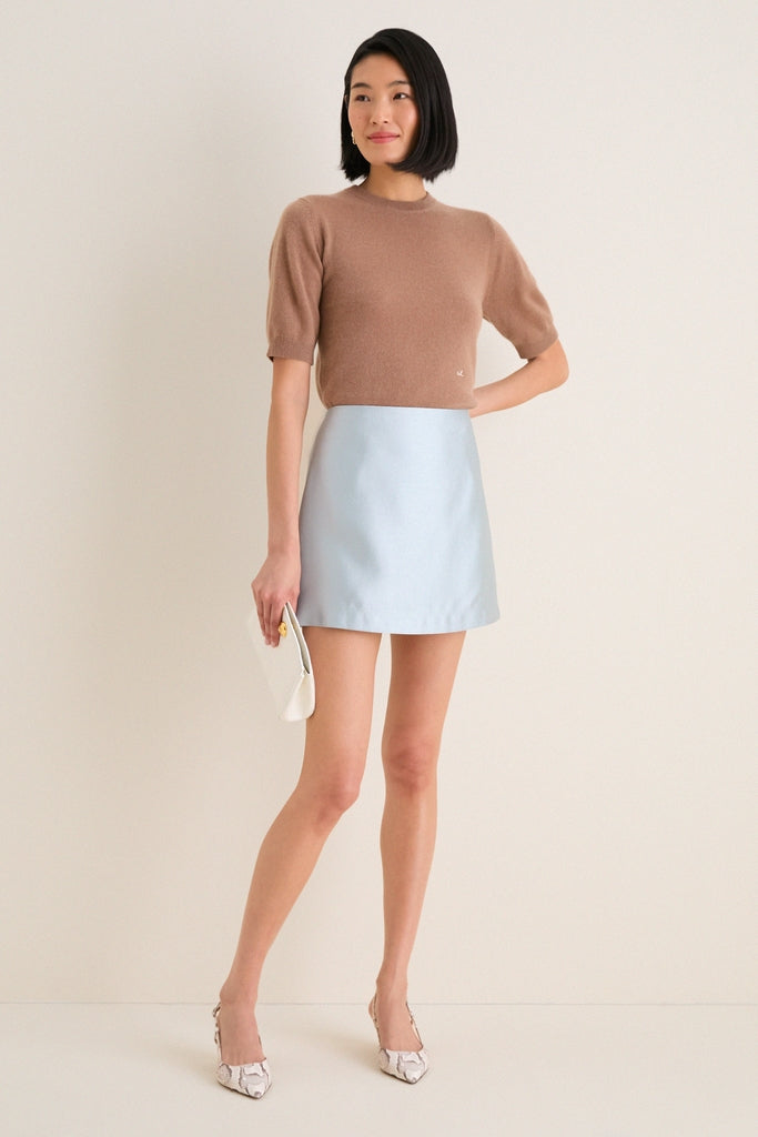 Mocha Cashmere Short Sleeve Noemie Sweater
