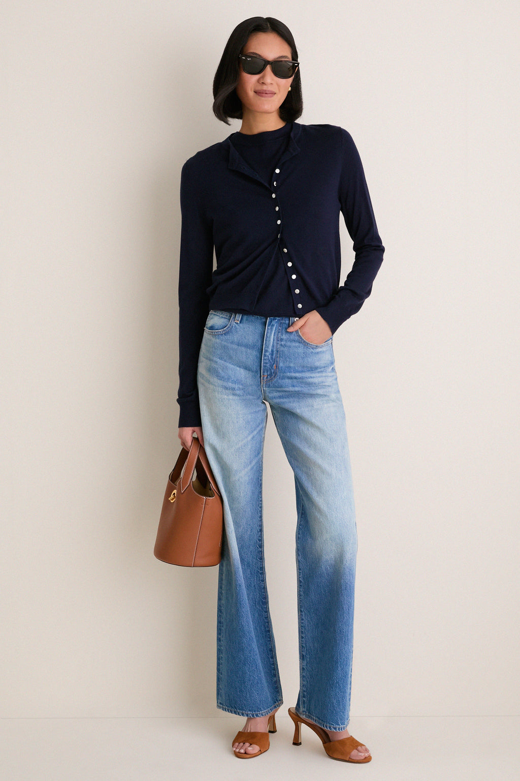 Navy Cashmere Silk Spencer Cardigan