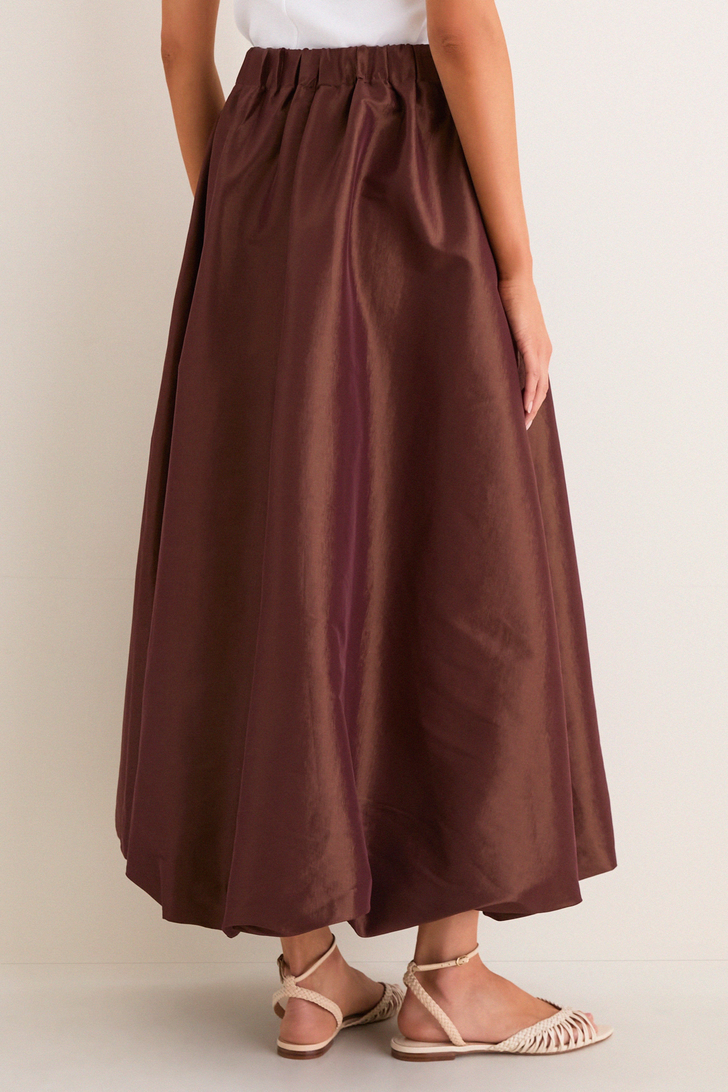 Chestnut Taffeta Cynthia Bubble Skirt