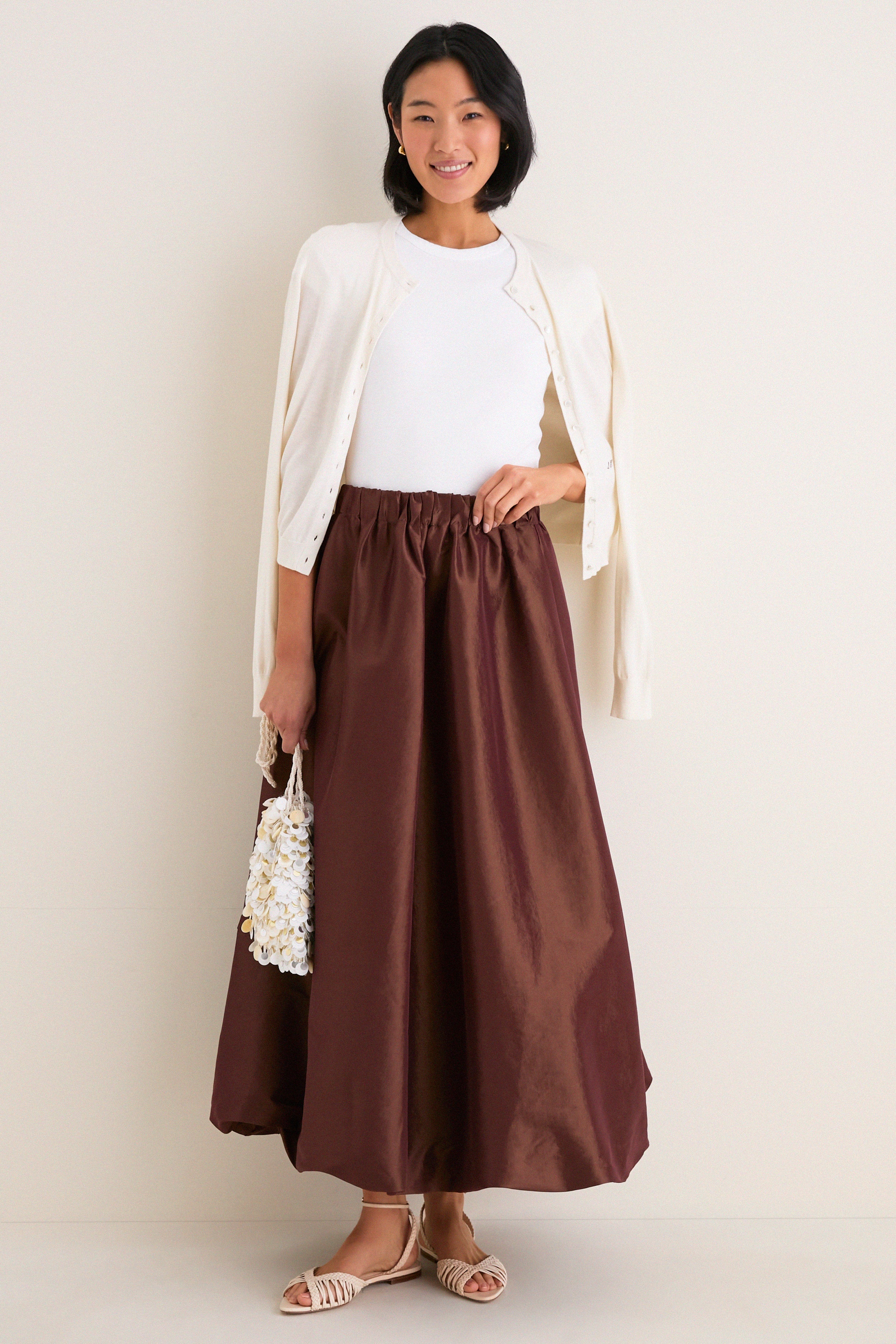 Chestnut Taffeta Cynthia Bubble Skirt