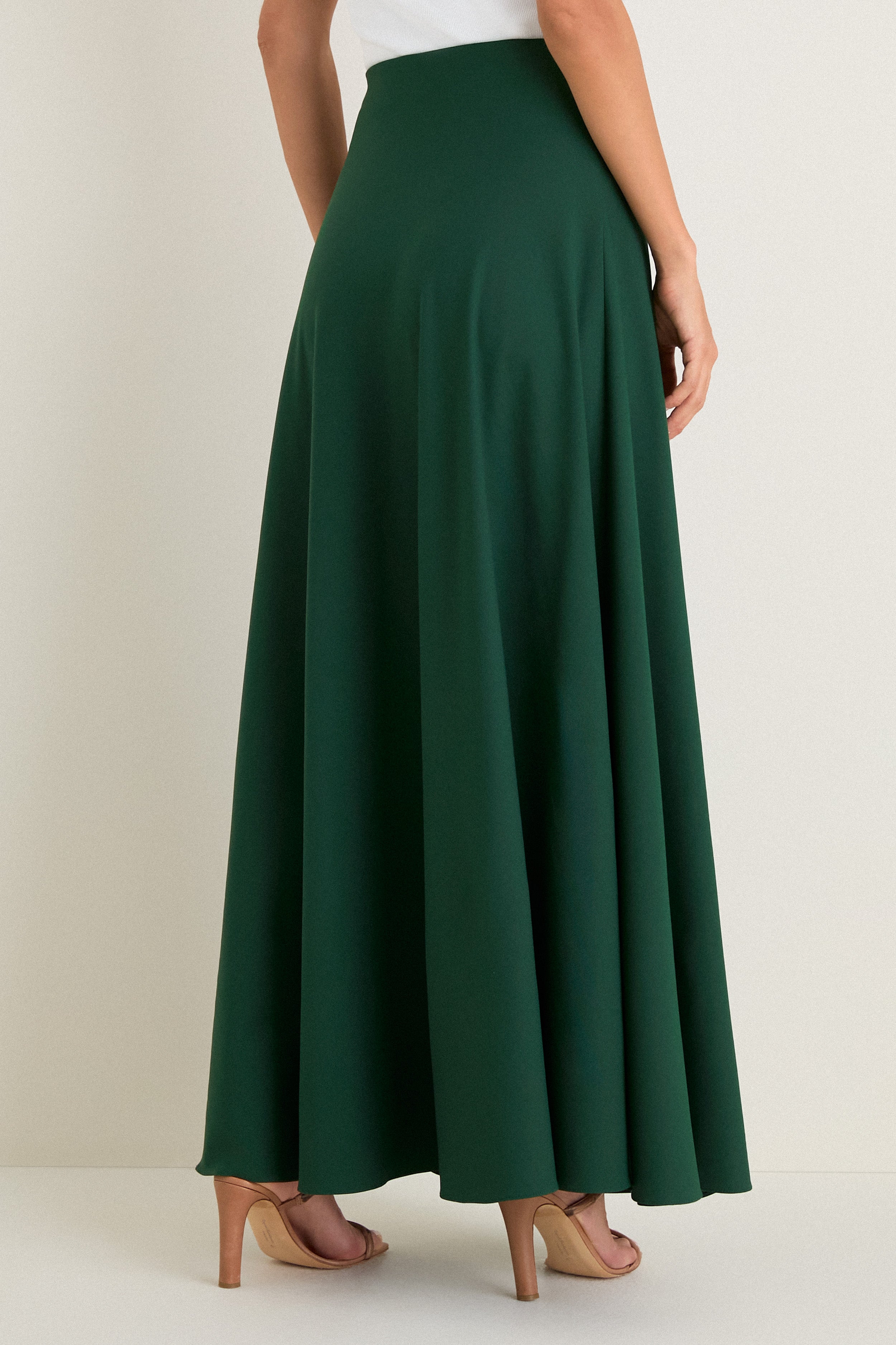 Verdant Green Crepe Colbert Maxi Skirt