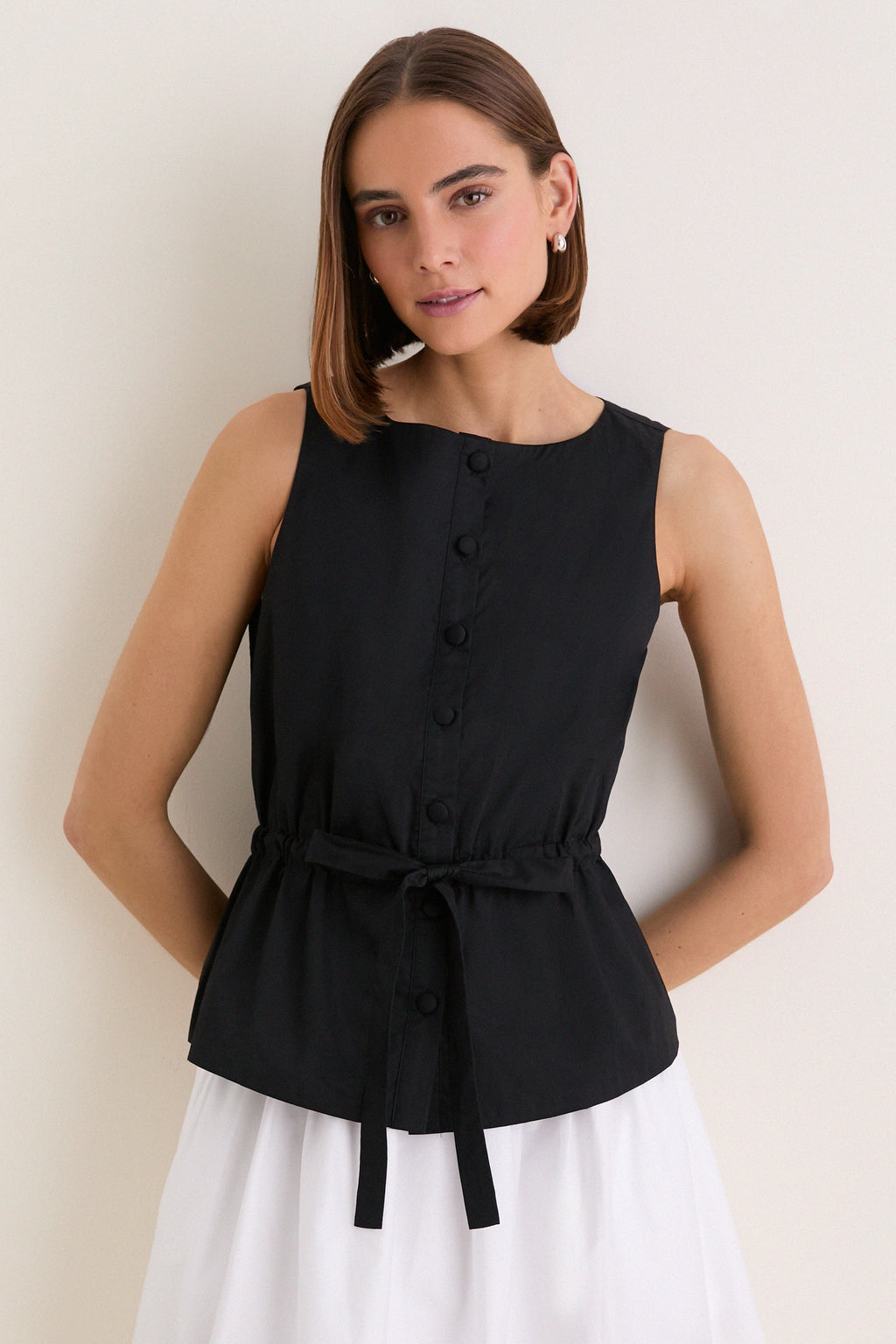 Black Cotton Poplin Francoise Top