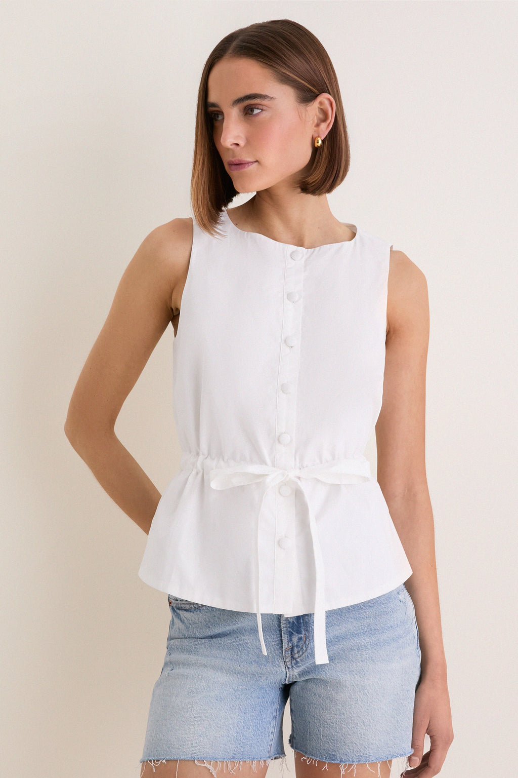White Cotton Poplin Francoise Top