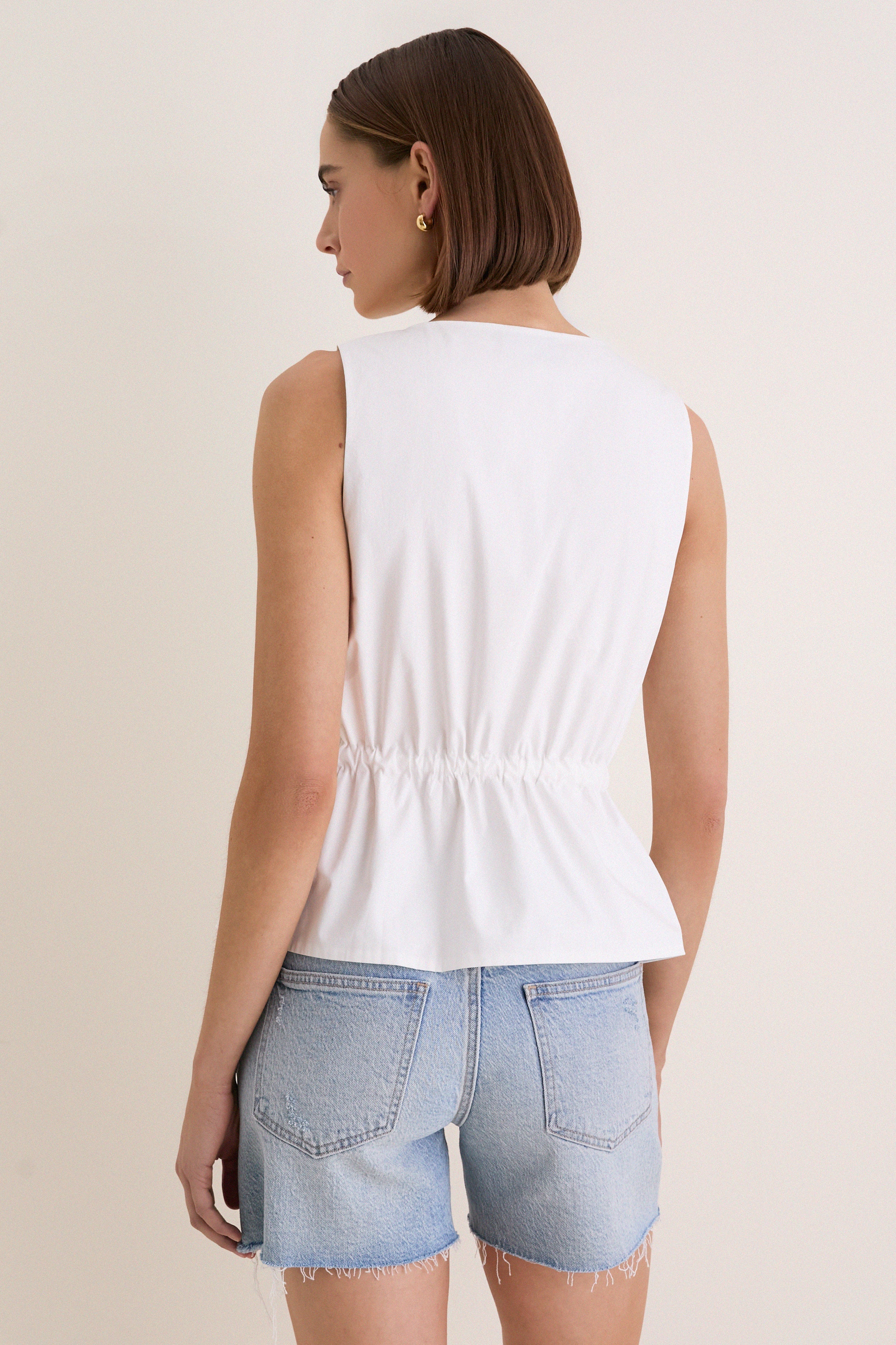 White Cotton Poplin Francoise Top